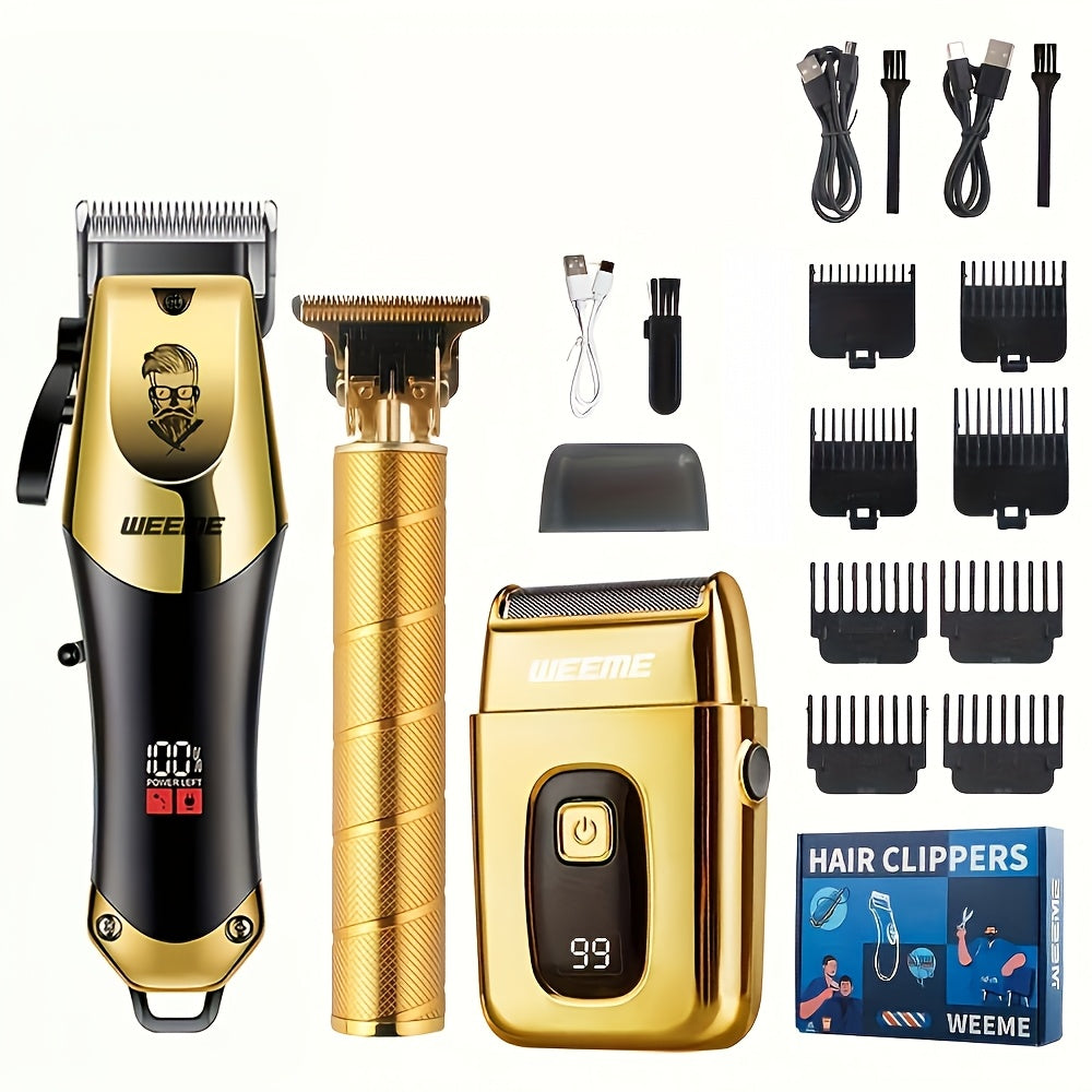 NNETM Golden Hair Clipper Razor Trimmer Set for Men-0