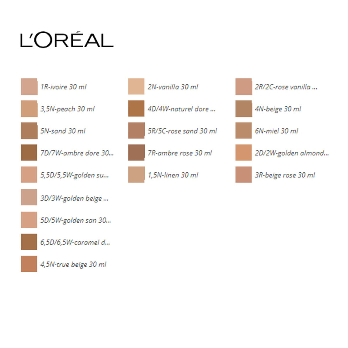 Base de maquillaje líquida Accord Parfait L'Oréal Make Up (30 ml) (30 ml)