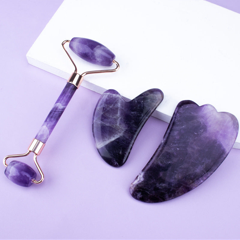 Paléssia Amethyst Roller Set Heart Shaped Gua Sha Massager
