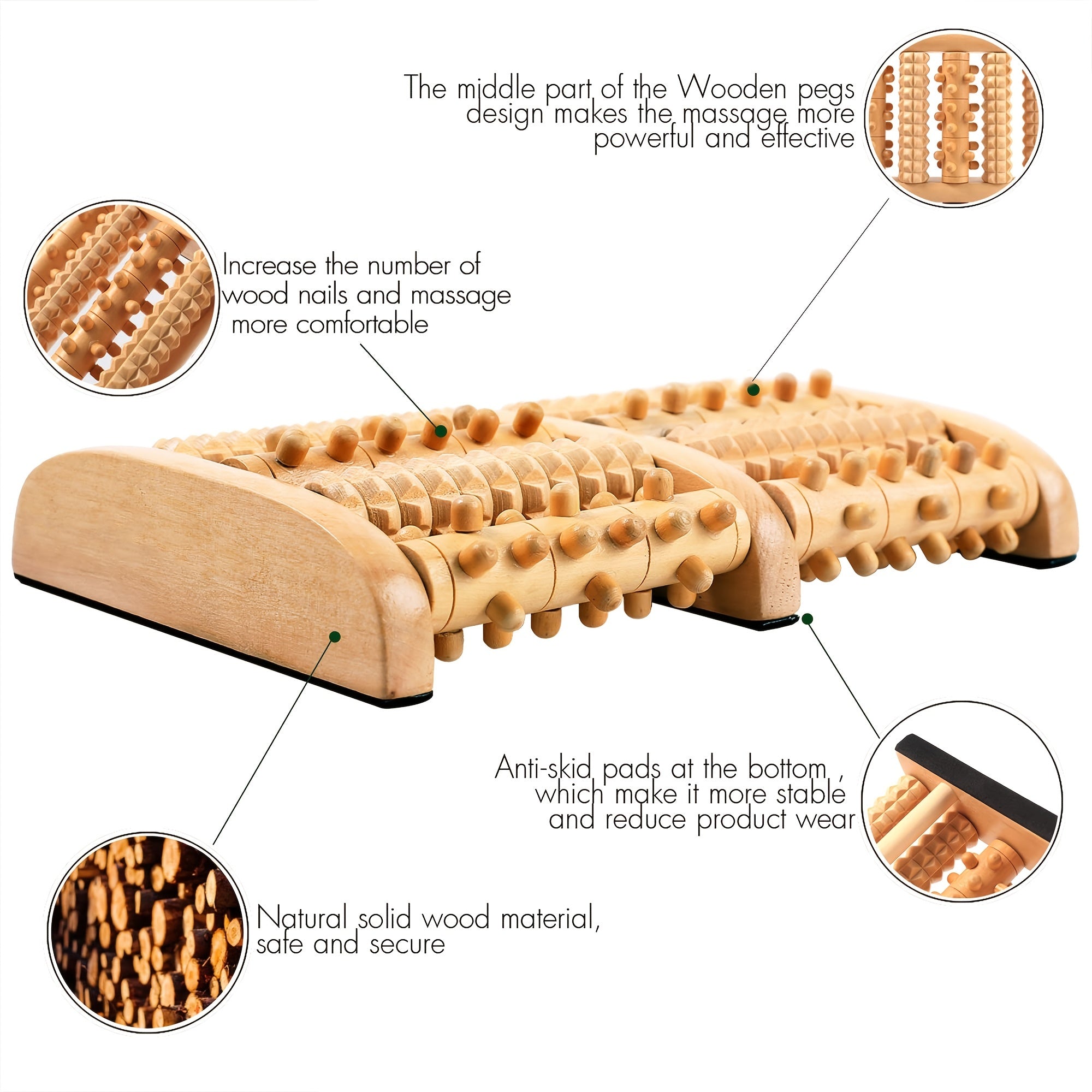 1pc Wooden Foot Massager Roller for Plantar Fasciitis Relief(Brown)