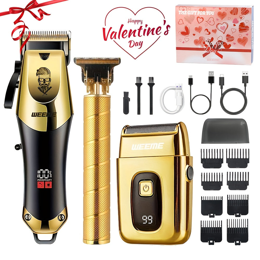 NNETM Golden Hair Clipper Razor Trimmer Set for Men-2