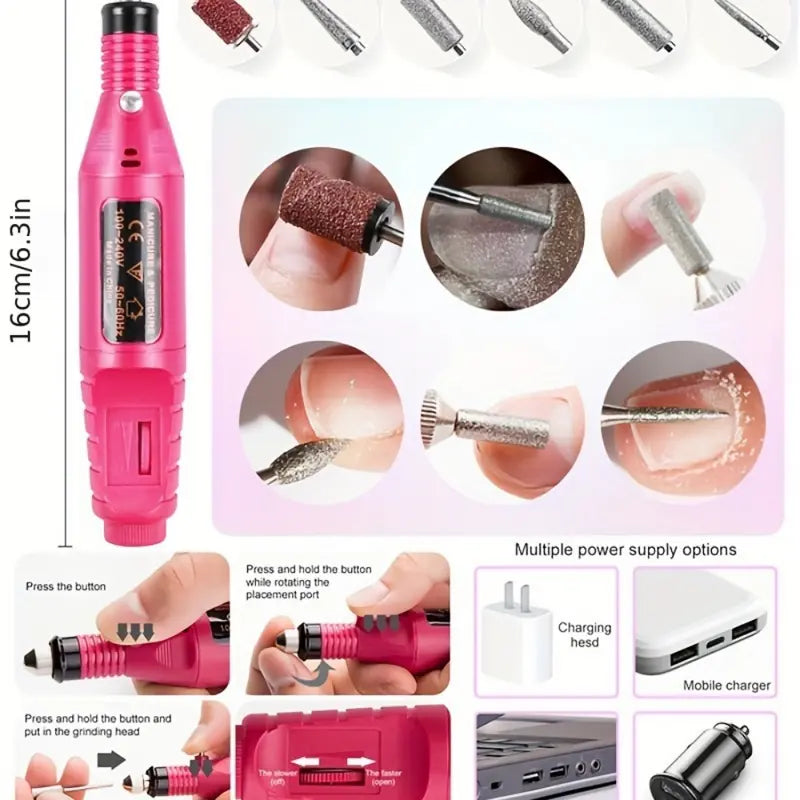 NNETM UV LED Nail Drill Kit Acrylic Nail Tips and drill Tools - Complete Manicure and Pedicure Set for Beginners-2