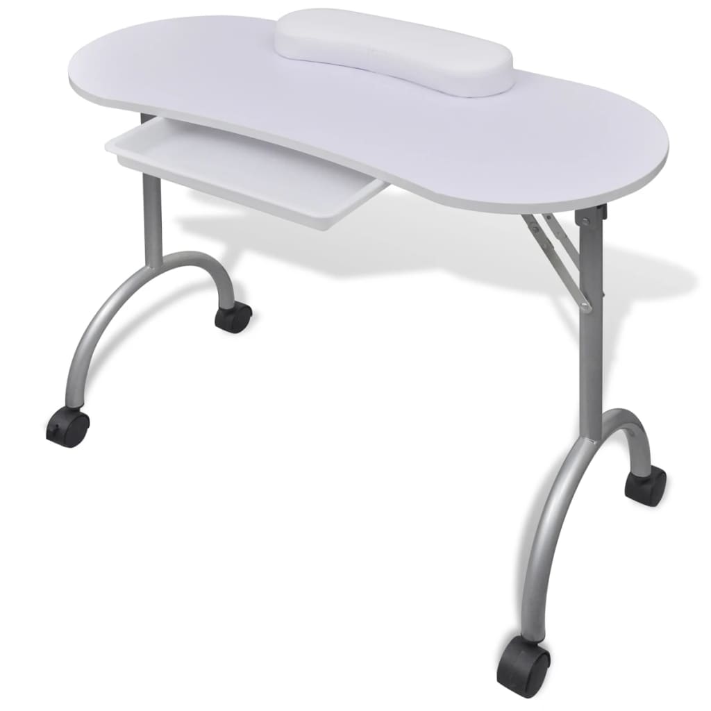 Paléssia Folding Manicure Nail Table with Castors White