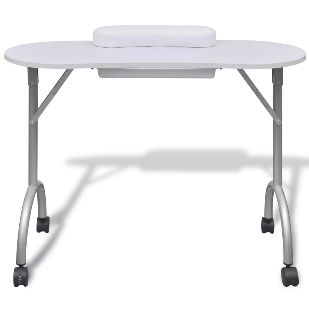 Paléssia Folding Manicure Nail Table with Castors White