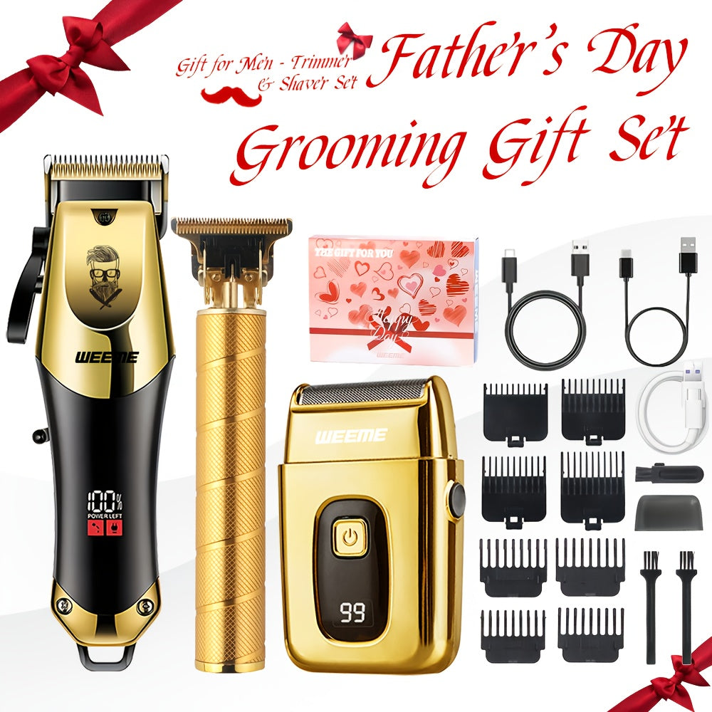 NNETM Golden Hair Clipper Razor Trimmer Set for Men-1