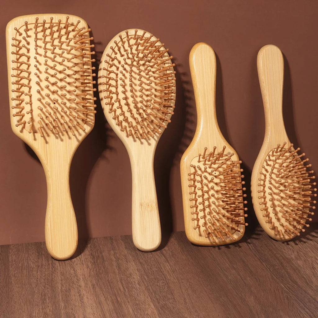 Natural Bamboo Hair Brush – Detangling & Scalp Massage Brush for All Hair Types, Anti-Bacterial, Promotes Healthy Hair Growth