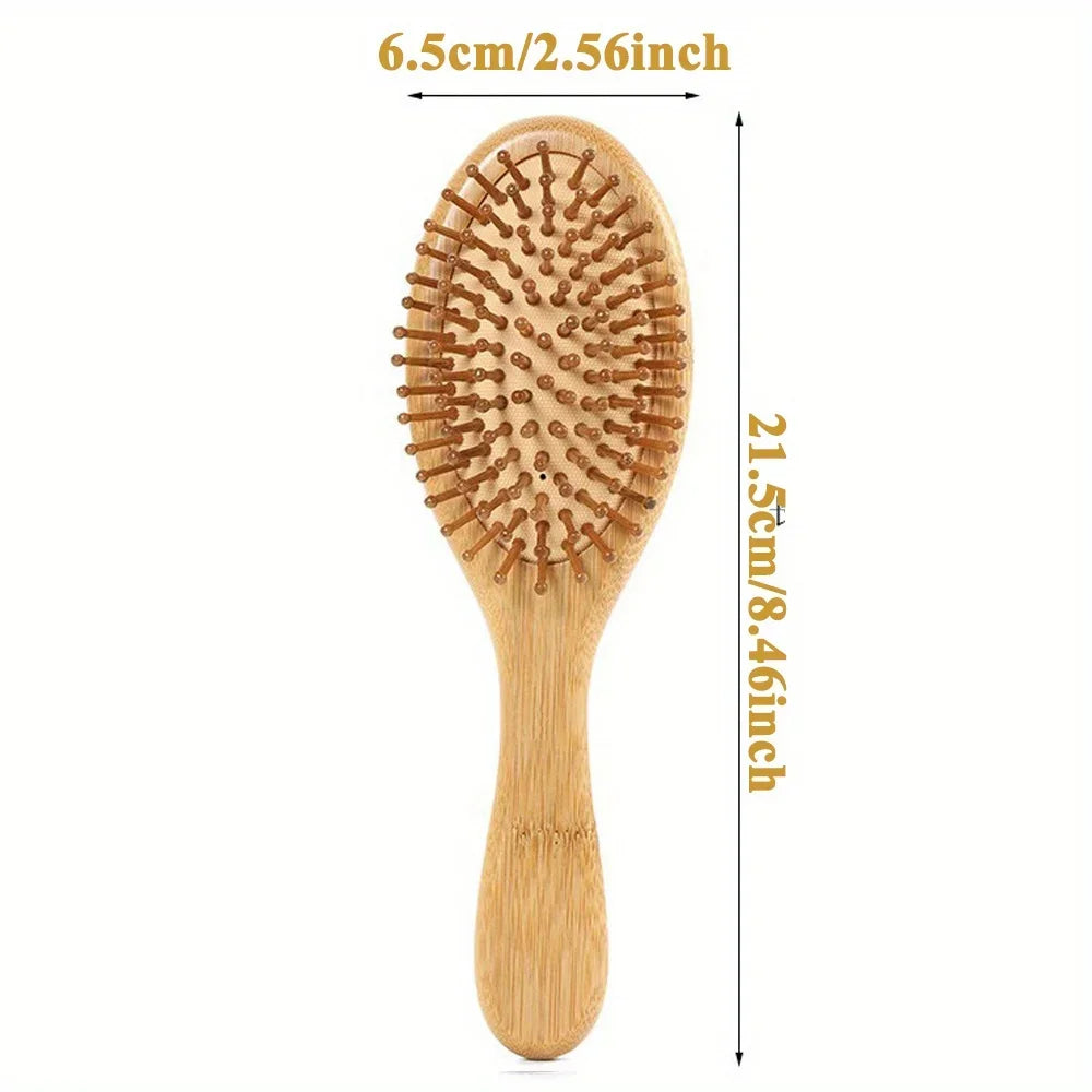 Natural Bamboo Hair Brush – Detangling & Scalp Massage Brush for All Hair Types, Anti-Bacterial, Promotes Healthy Hair Growth