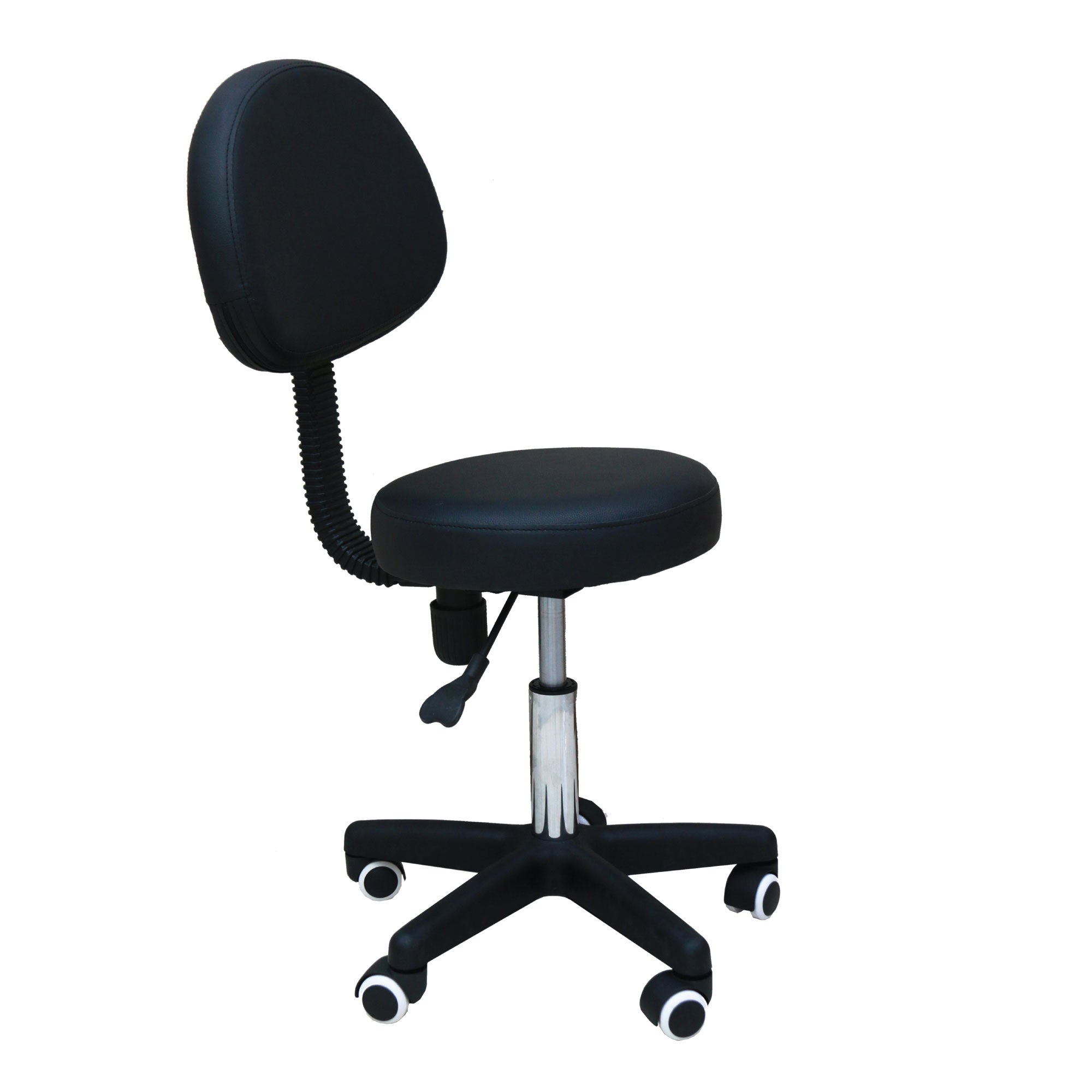 Salon Stool - Adjustable Swivel Chair with Back - Pedicure Beauty Hairdressing-2