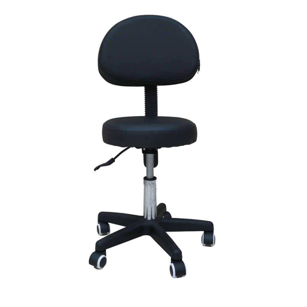 Salon Stool - Adjustable Swivel Chair with Back - Pedicure Beauty Hairdressing-0