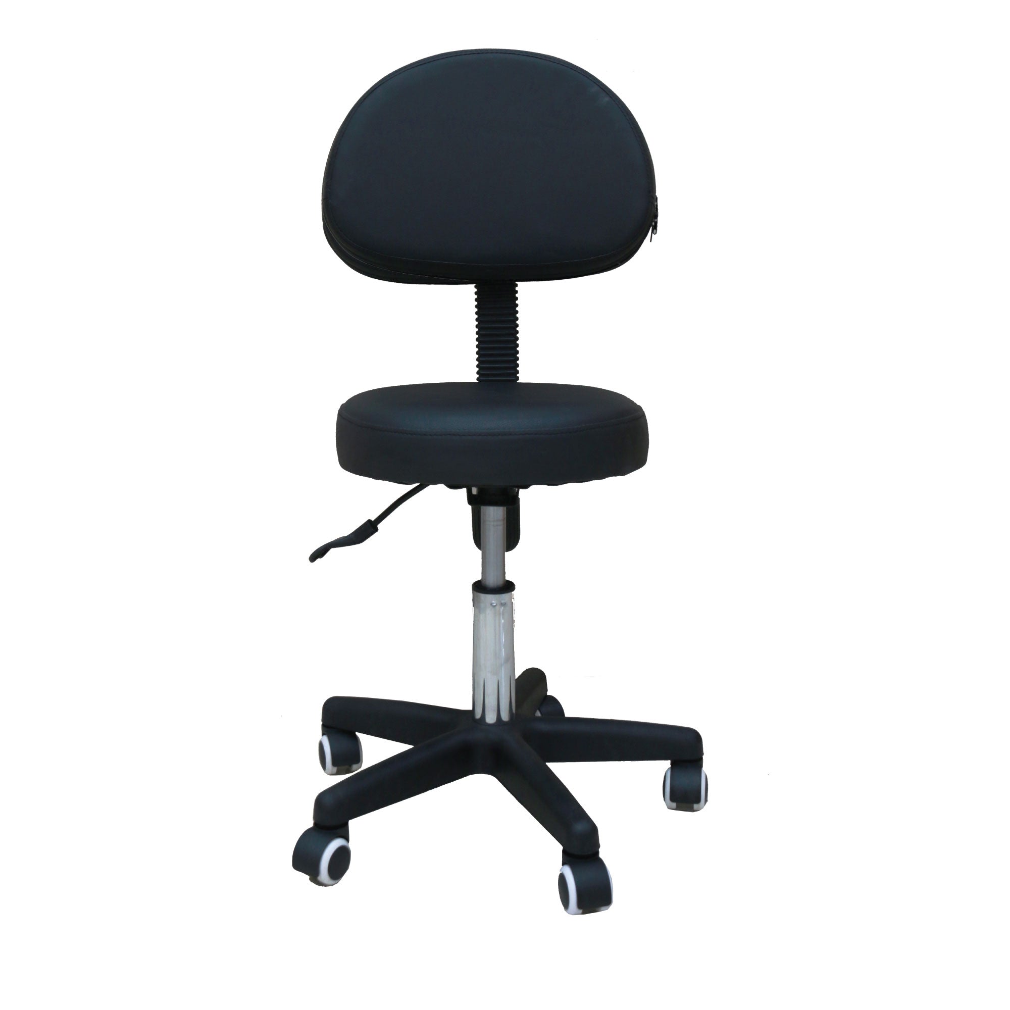 Salon Stool - Adjustable Swivel Chair with Back - Pedicure Beauty Hairdressing-0