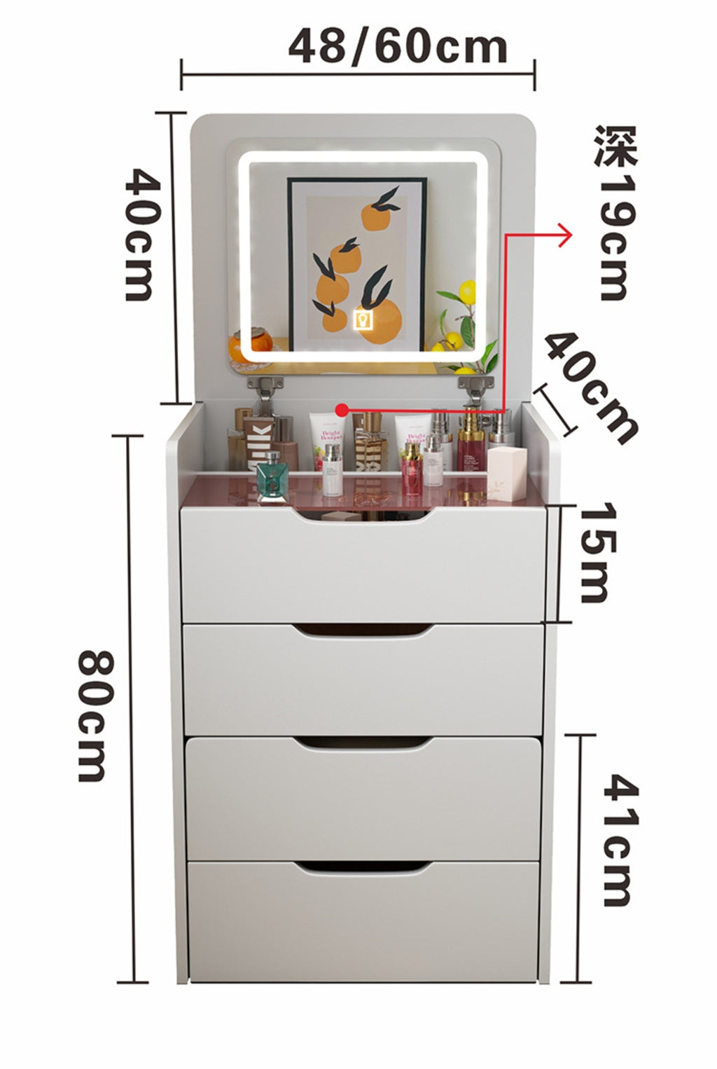 Make Up Table Vanity Set With Visible Glass Desktop,Compact