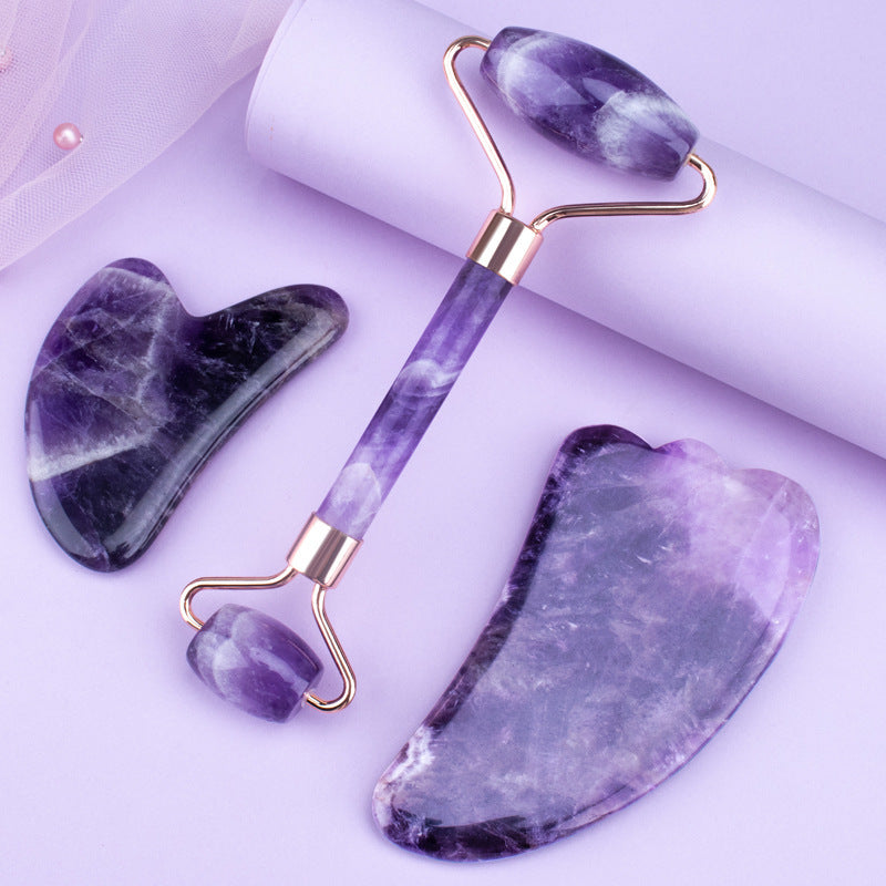 Paléssia Amethyst Roller Set Heart Shaped Gua Sha Massager