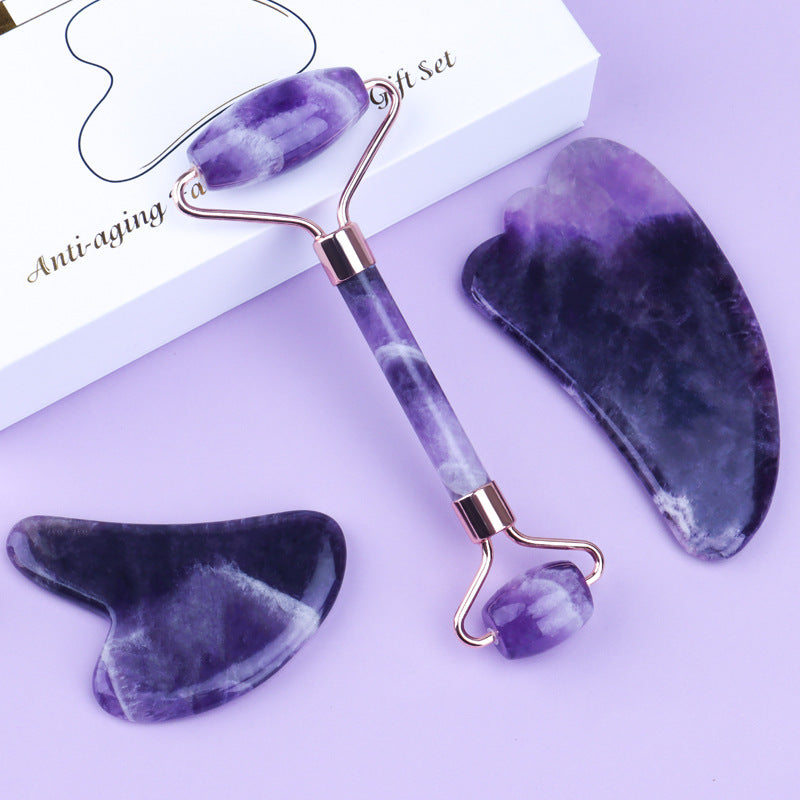 Paléssia Amethyst Roller Set Heart Shaped Gua Sha Massager