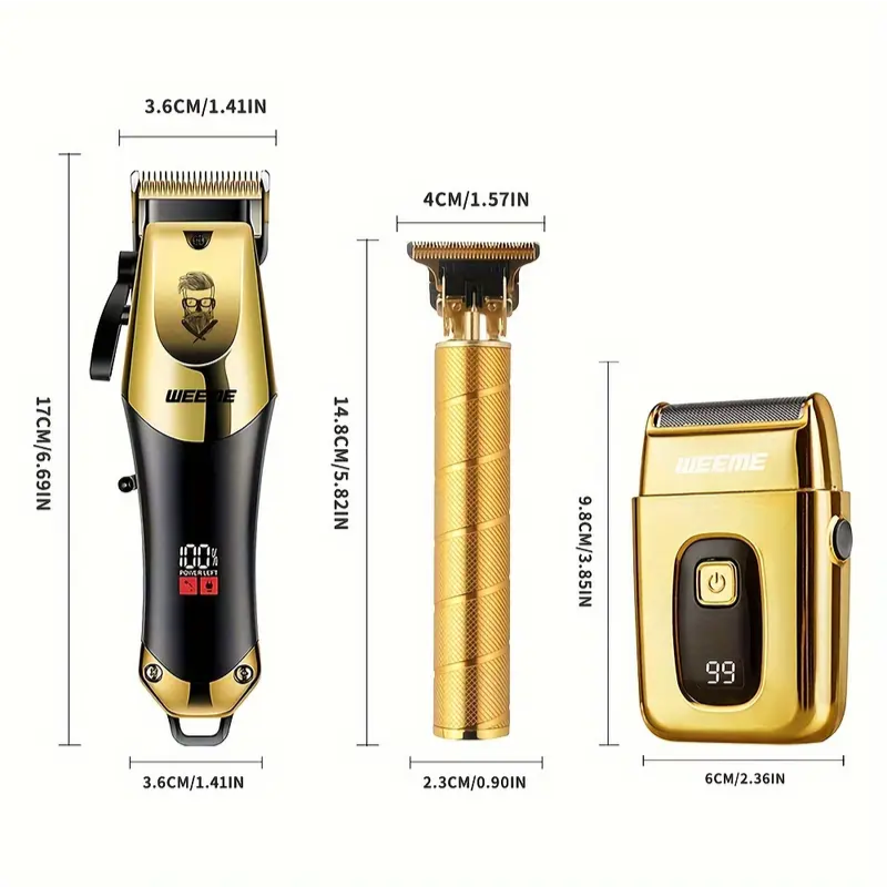 NNETM Golden Hair Clipper Razor Trimmer Set for Men-3